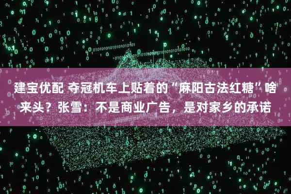 建宝优配 夺冠机车上贴着的“麻阳古法红糖”啥来头？张雪：不是商业广告，是对家乡的承诺